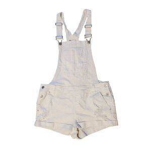 Y2K Blue Spice Women's Size 11/12 Distressed Denim Shortalls/Overalls White